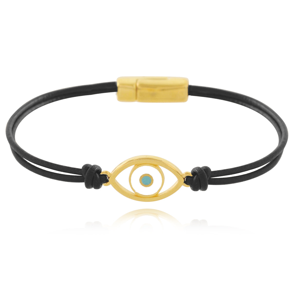 Gold Eye Leather Cord Bracelet