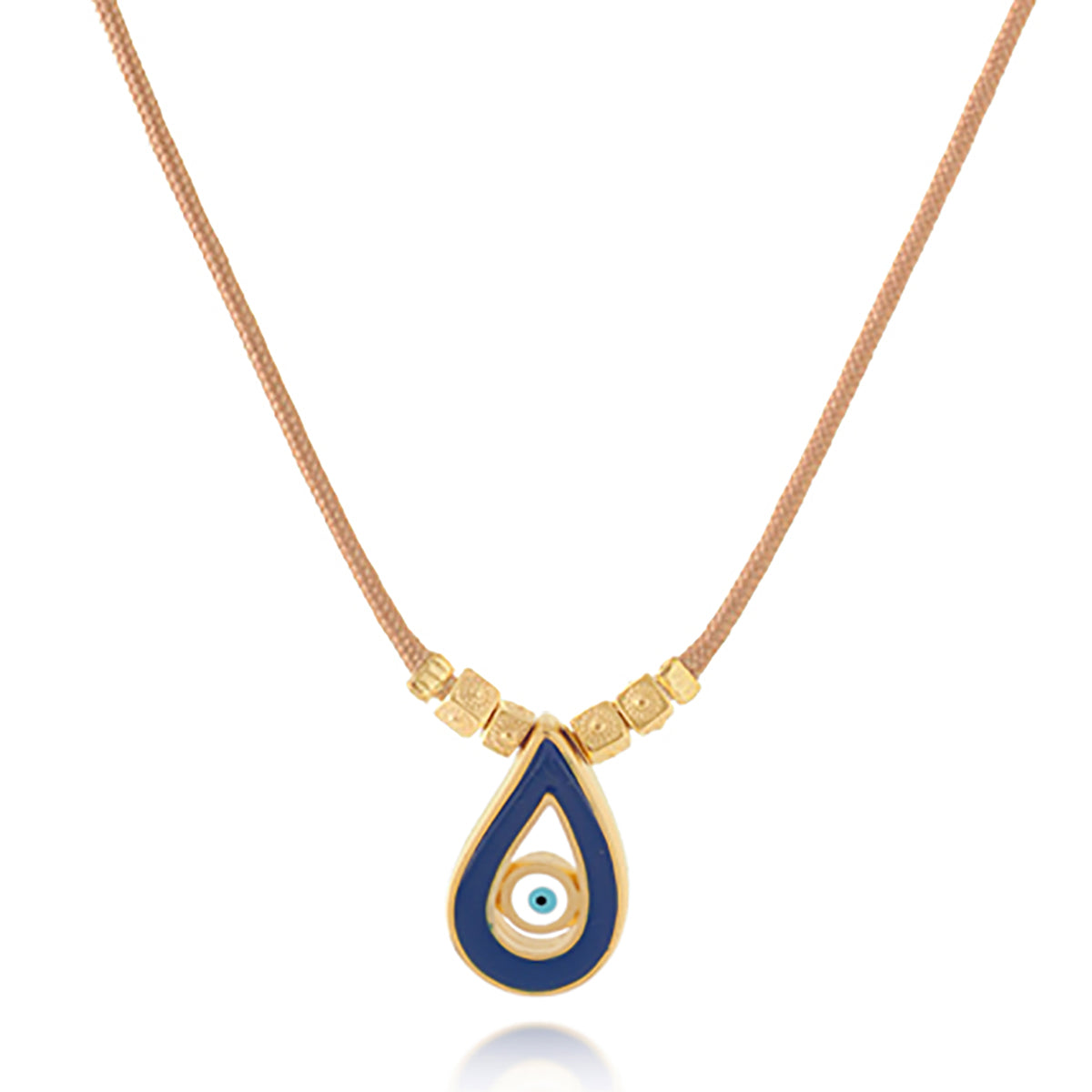 Enamel Eye Drop Silk Cord Necklace