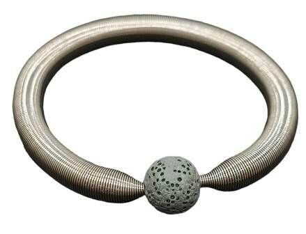 Superdomino Bracelet Volcanic Lava Stone 12mm - Grey