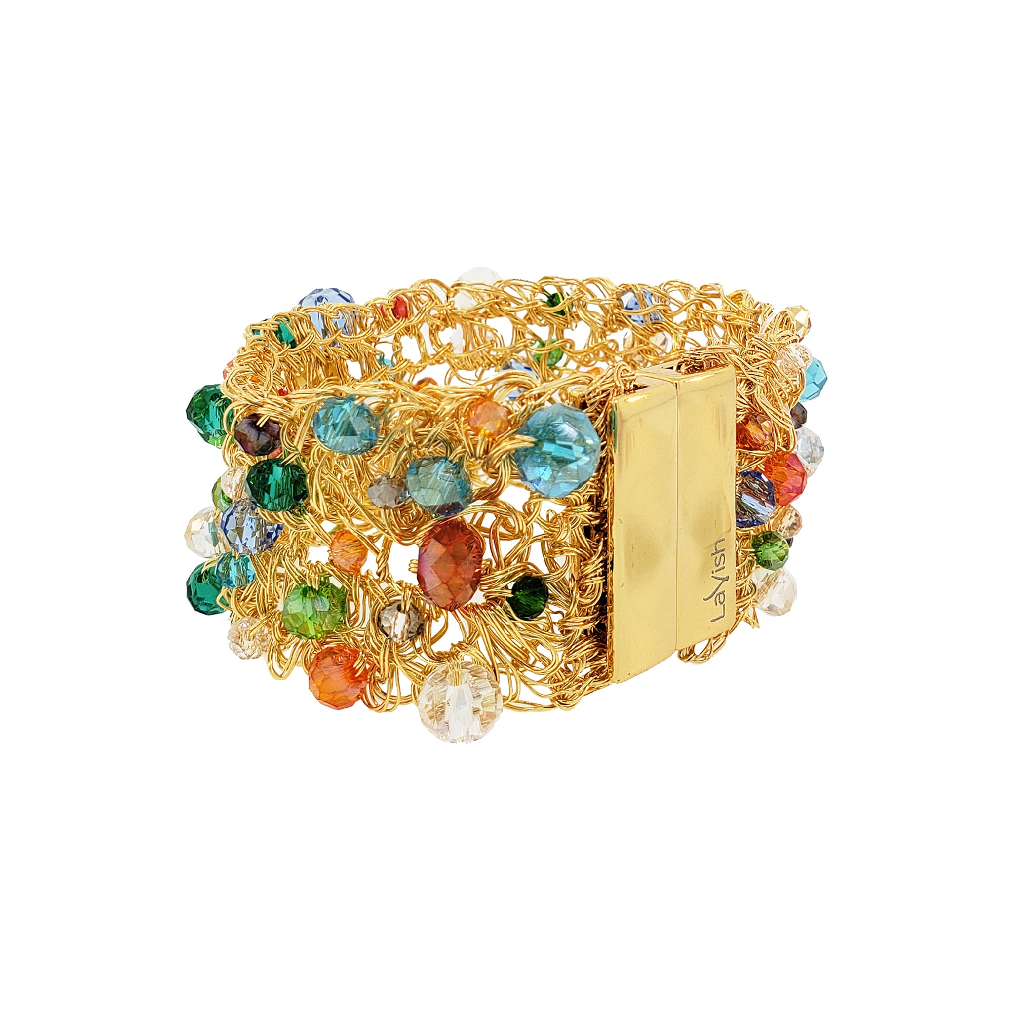 Multicolor & Gold Aurora Handmade Crochet Bracelet