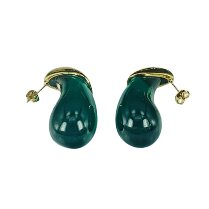 Large Teardrop Earrings Emerald Green