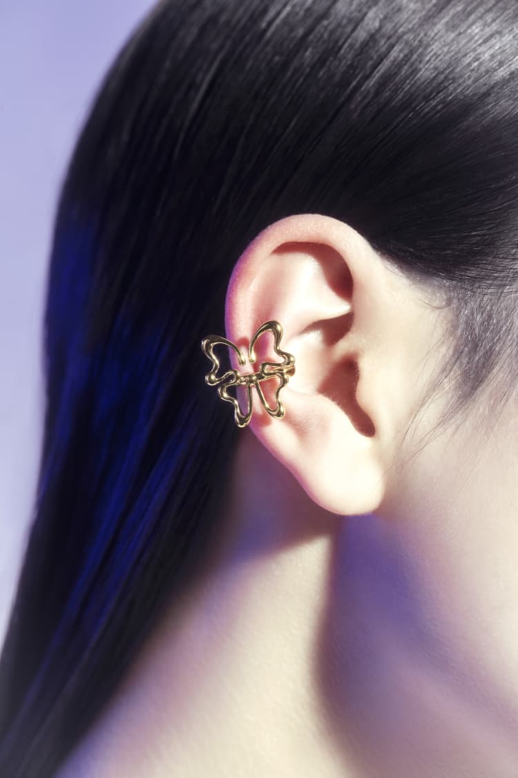 Butterfly Earcuff Huggie in Gold