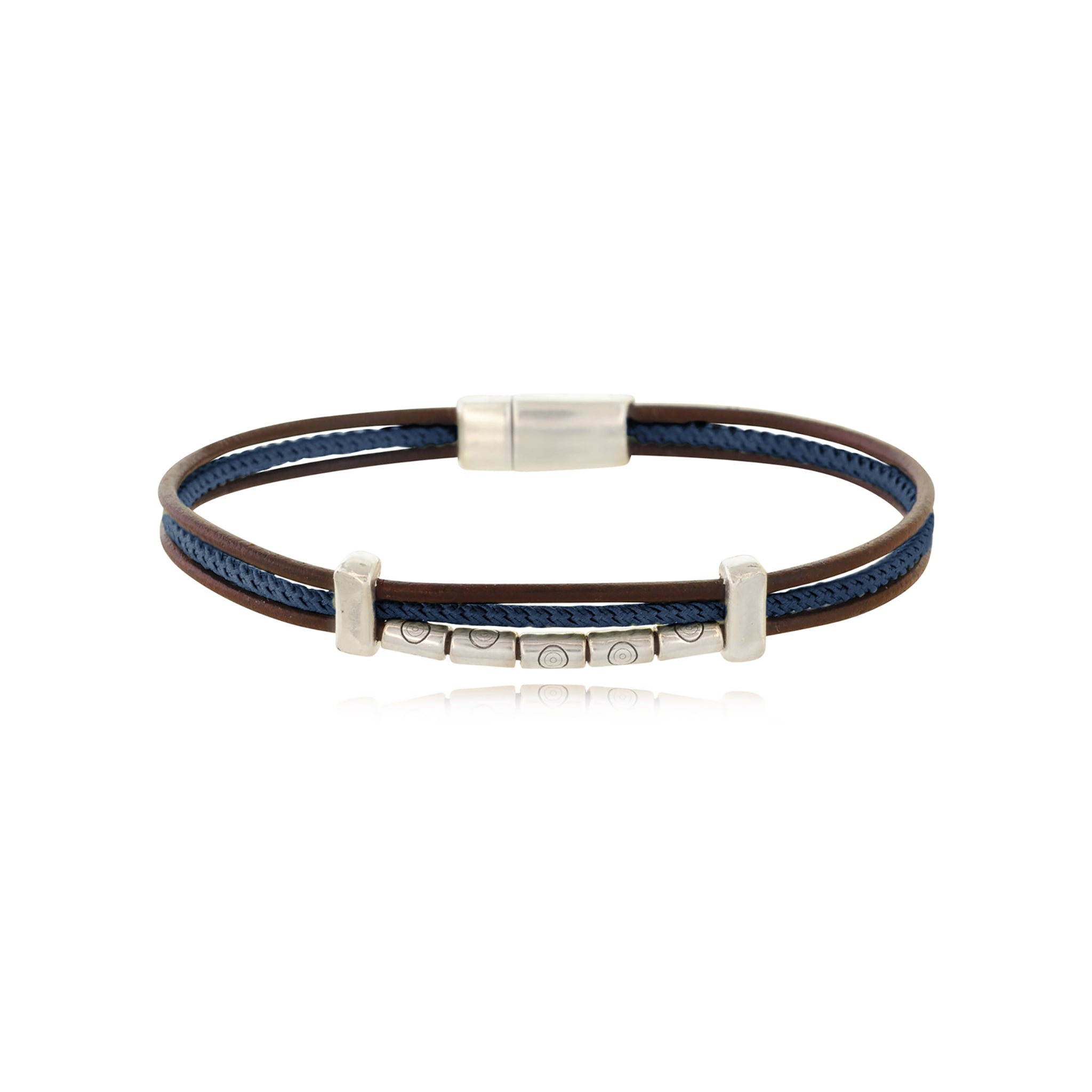 Men - Cord & Leather Bracelet with metal tubes