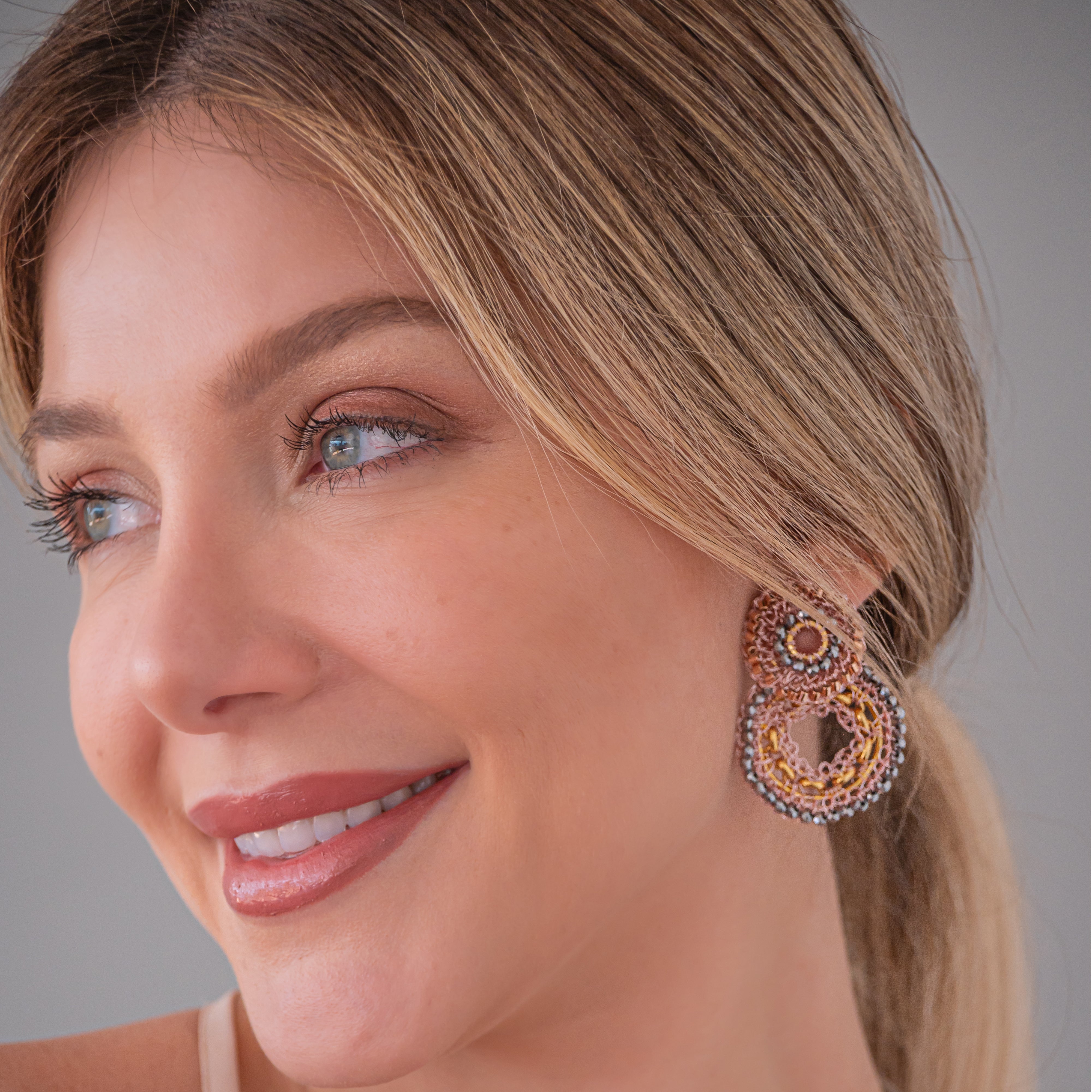Flux Double Earrings Trio Gold