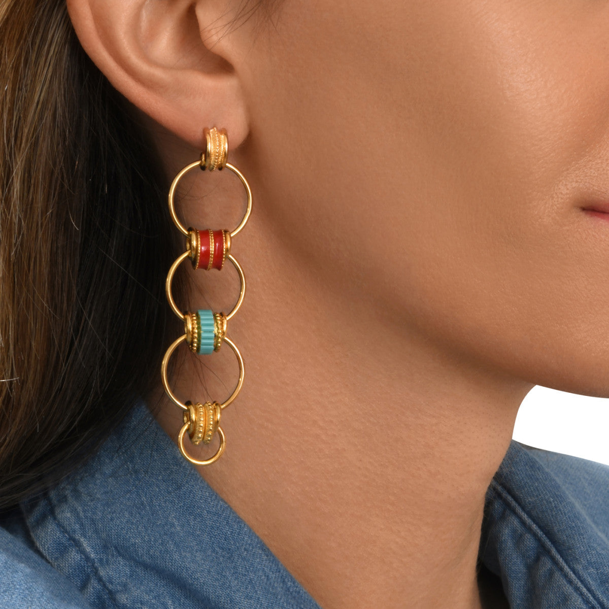 Alicudi long stud earrings for pierced ears