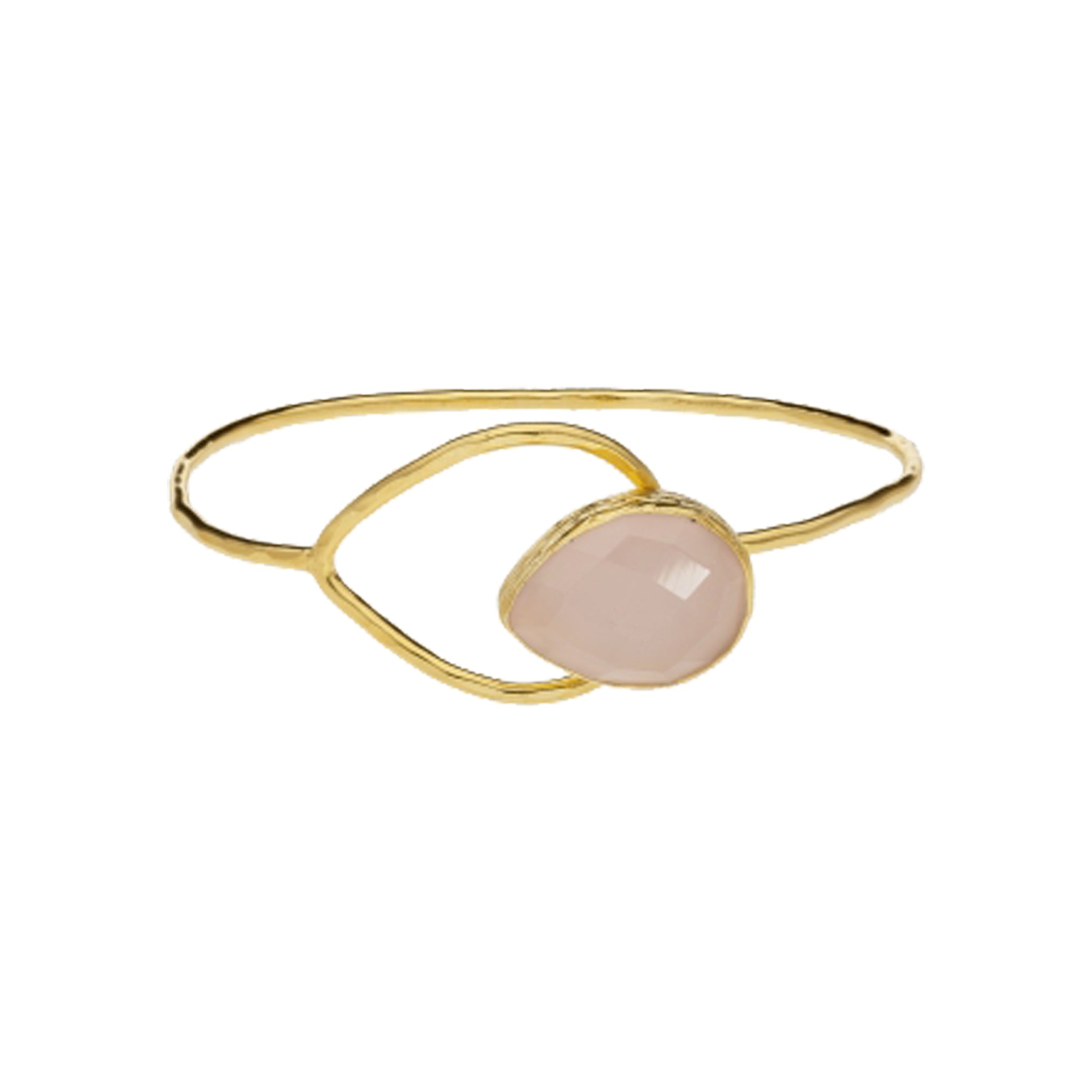 Petite Brass Gold-Plated Bangle with Rose Quartz Accent