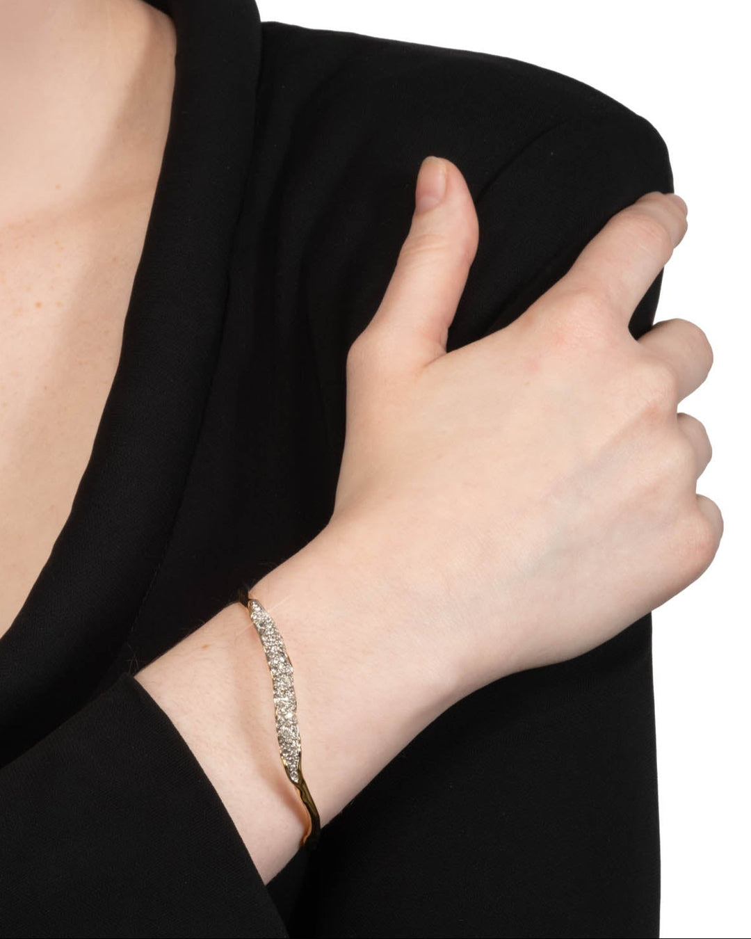 Solanales Gold Crystal Skinny Bangle Bracelet