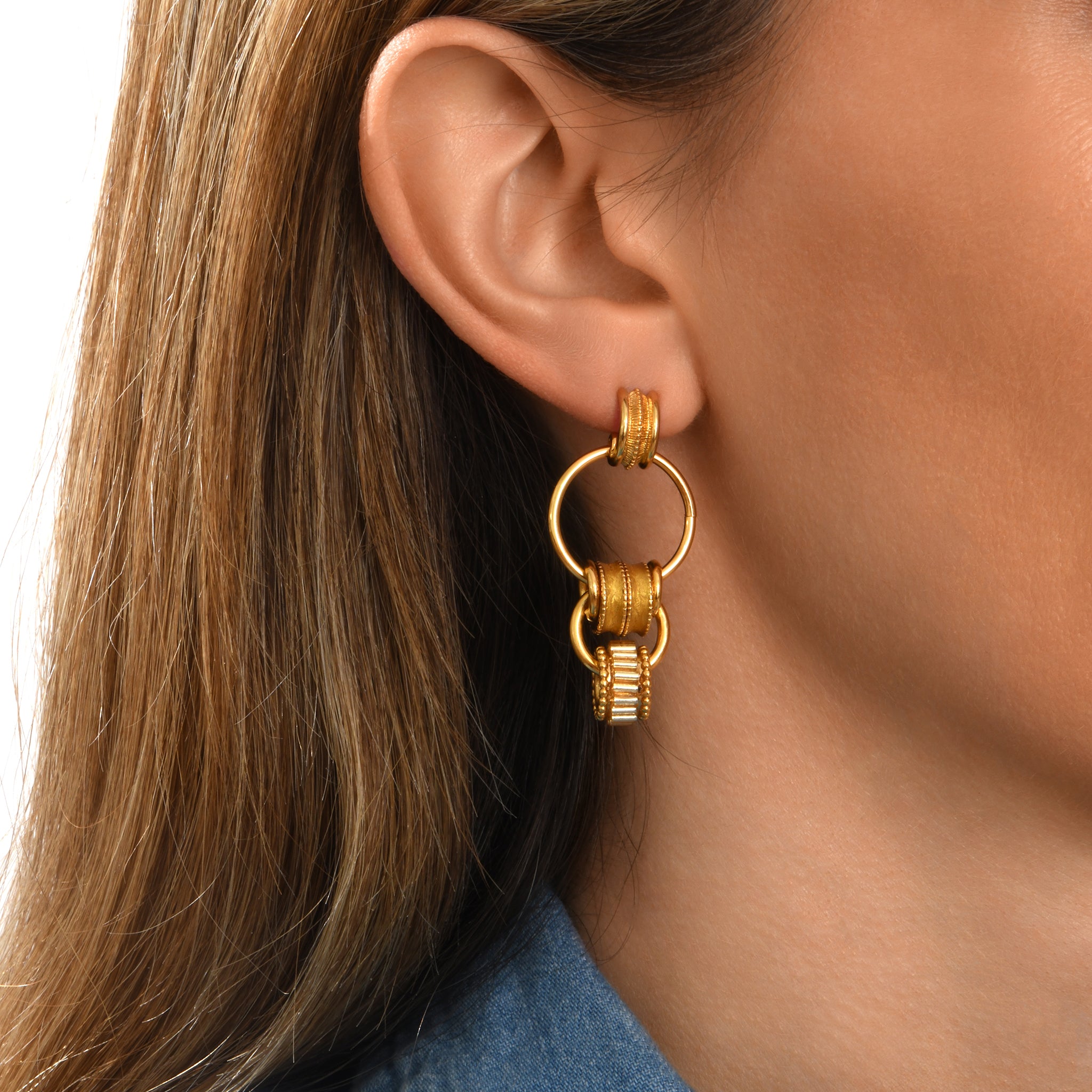 Alicudi gold-plated metal enamel and Japanese seed bead earrings with stud fastening