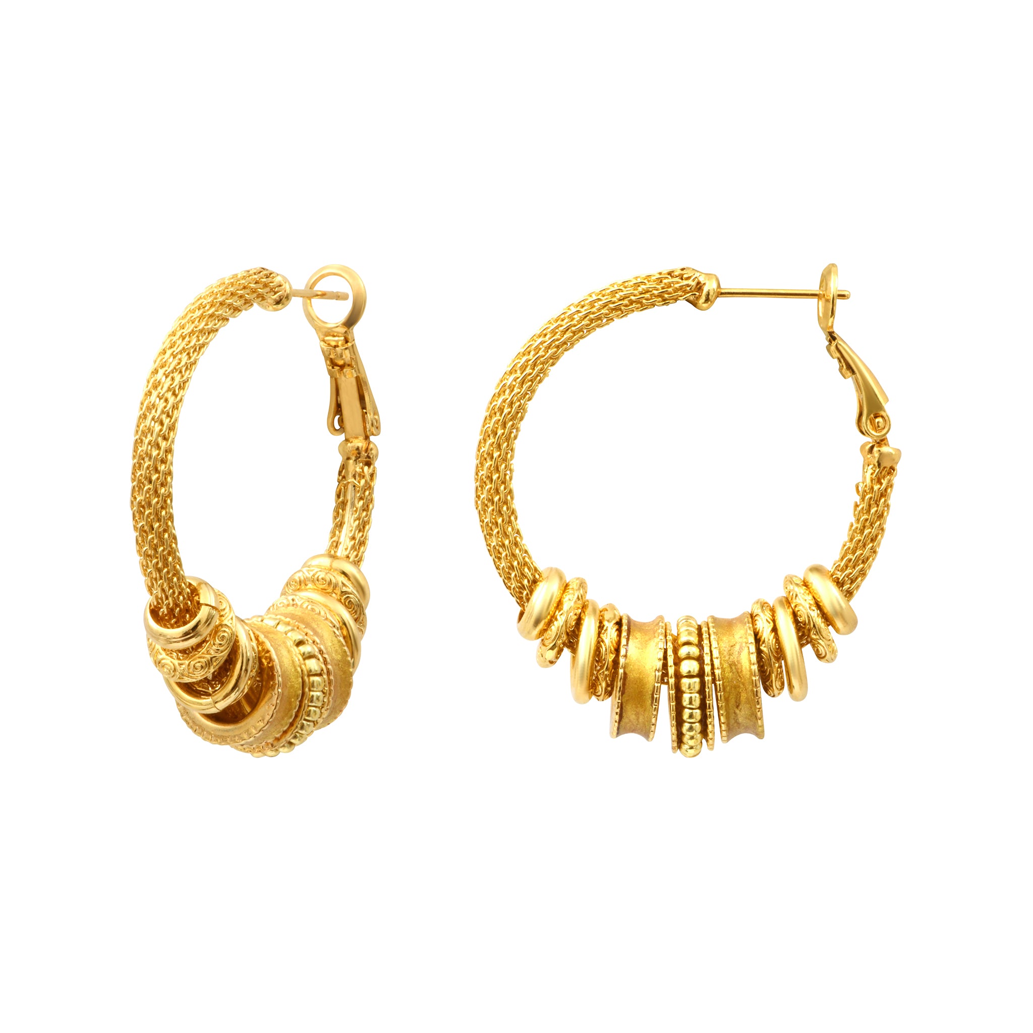 Alicudi Gold-Plated Metal and Japanese Seed Bead Hoop Earrings