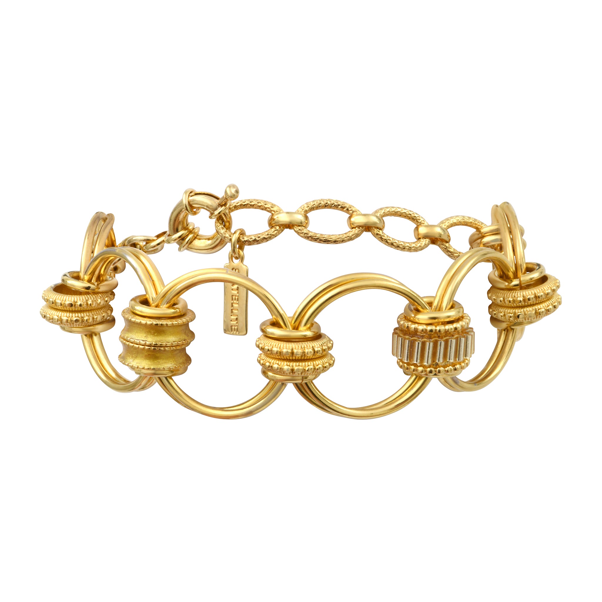 Alicudi Gold-Plated Metal Enamel And Japanese Seed Bead Rings Bracelet