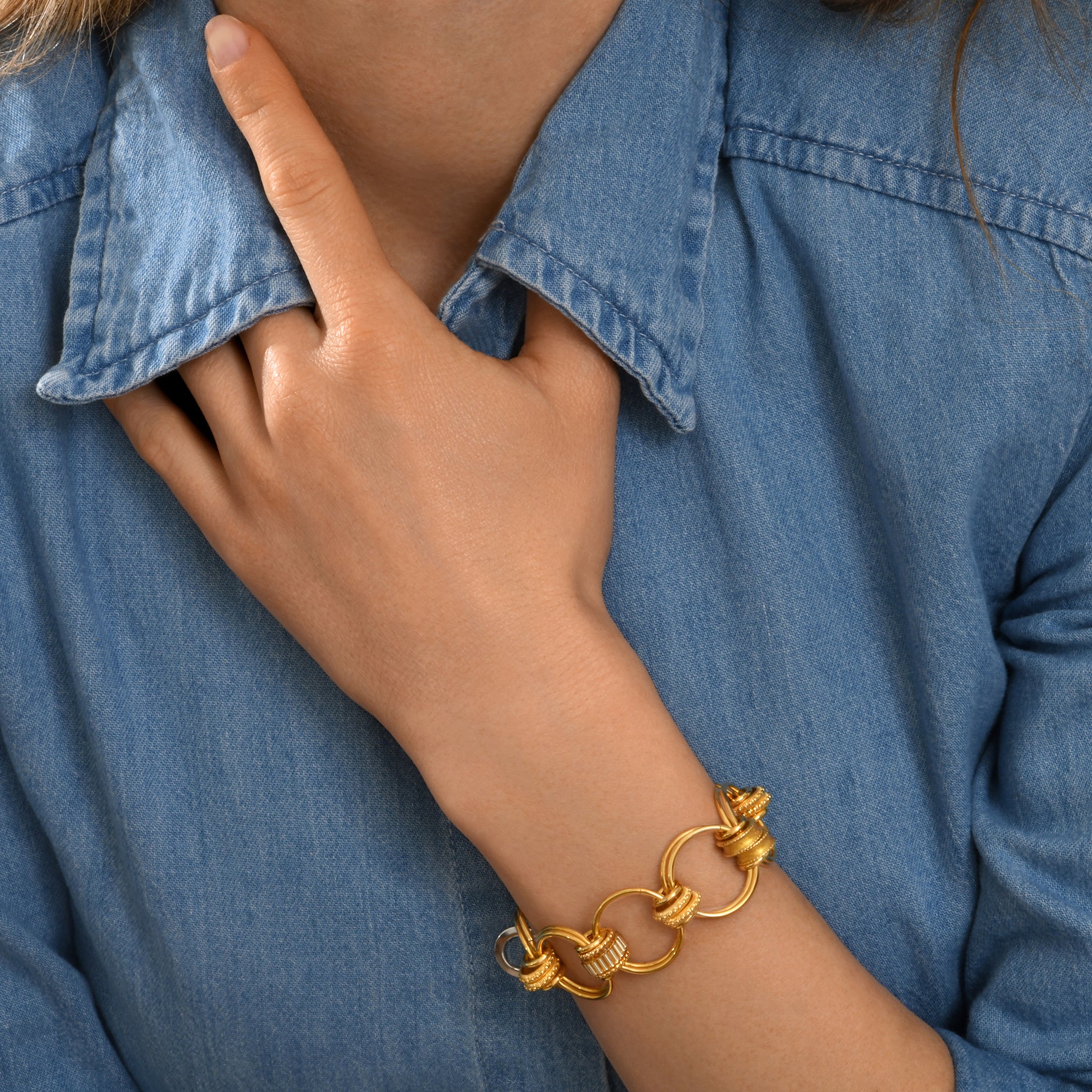 Alicudi Gold-Plated Metal Enamel And Japanese Seed Bead Rings Bracelet