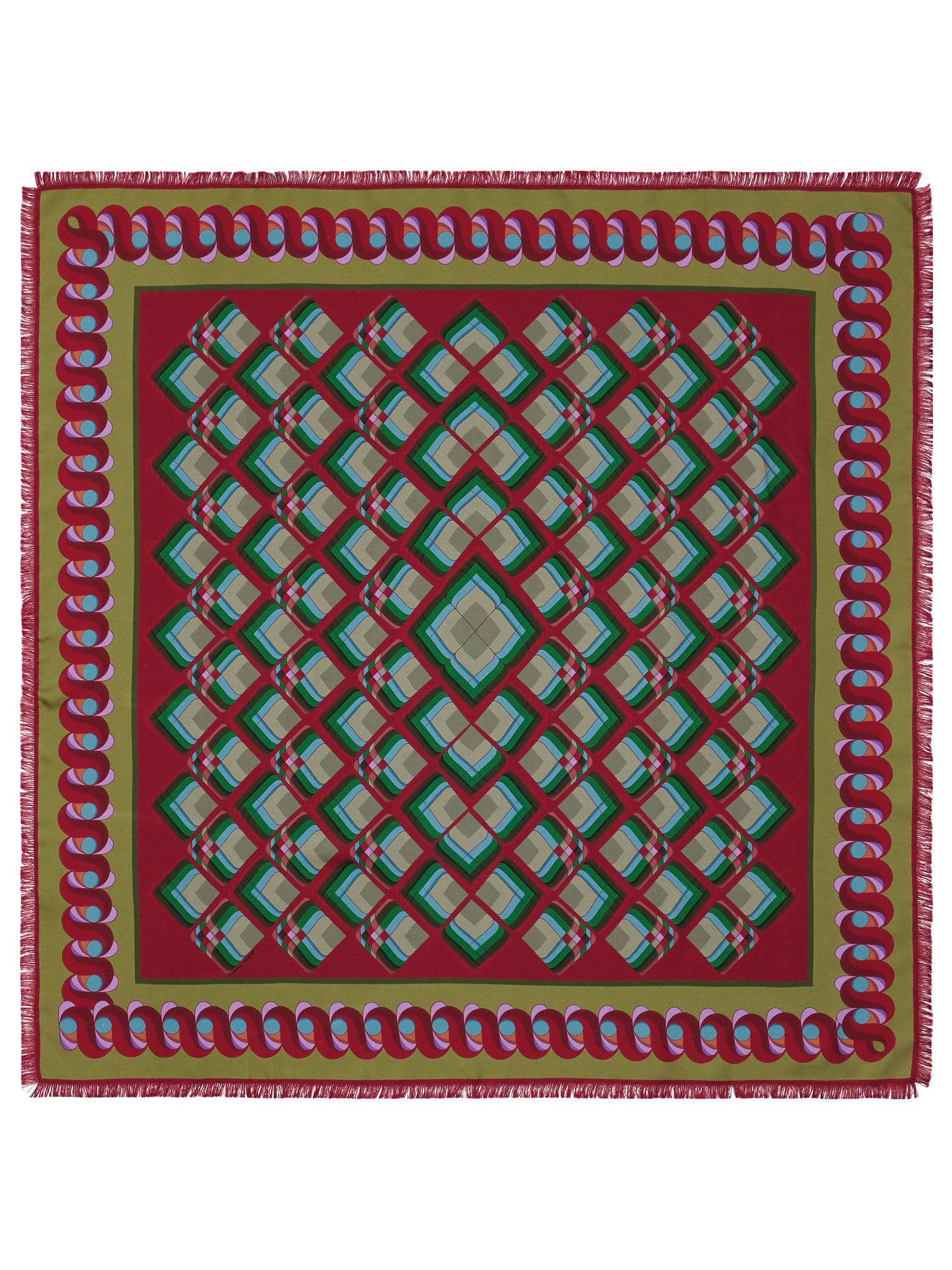 Silk 90x90 Square Scarf Seventies Print