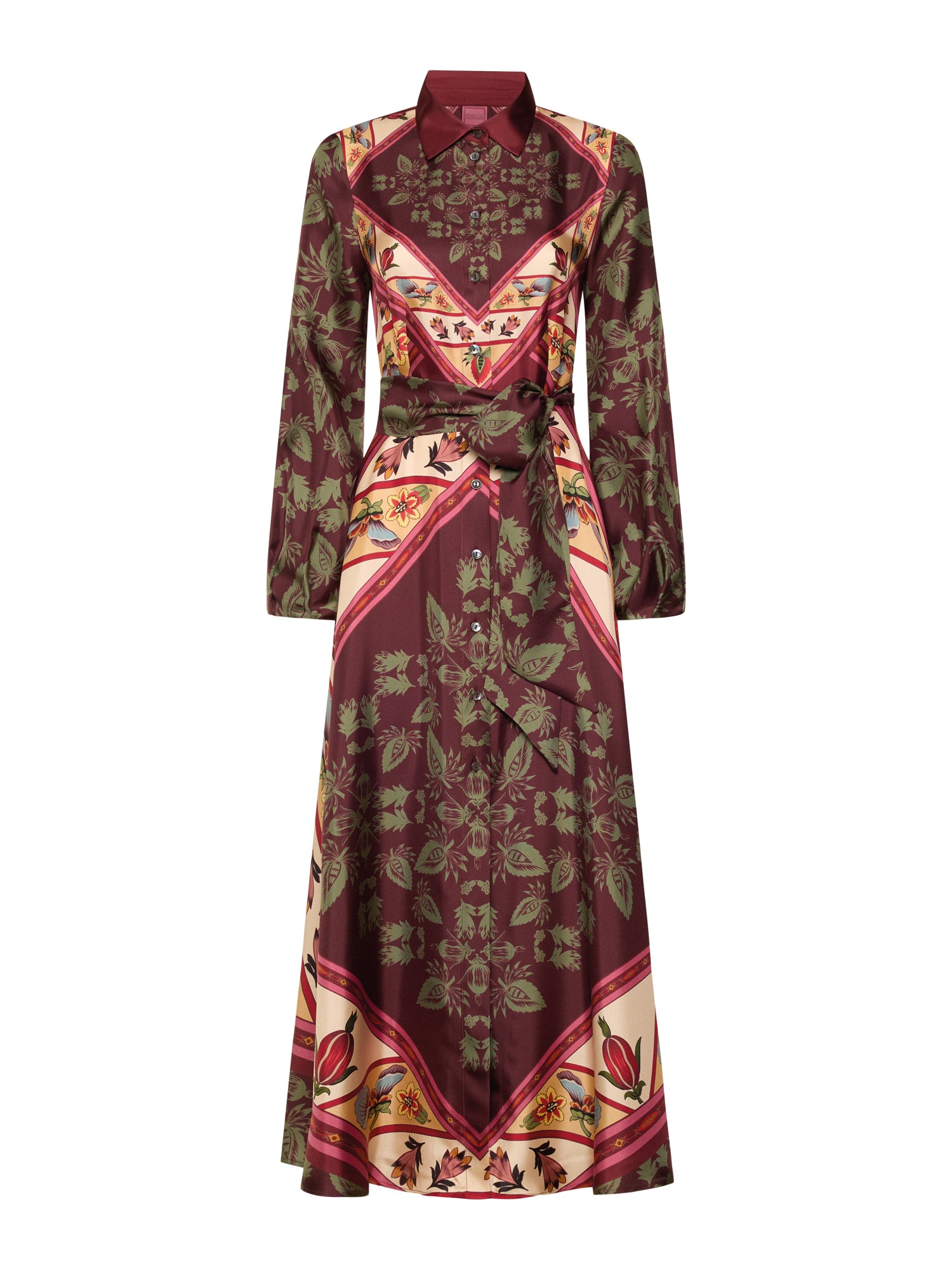 Silk Dress Stripes And Flowers Print