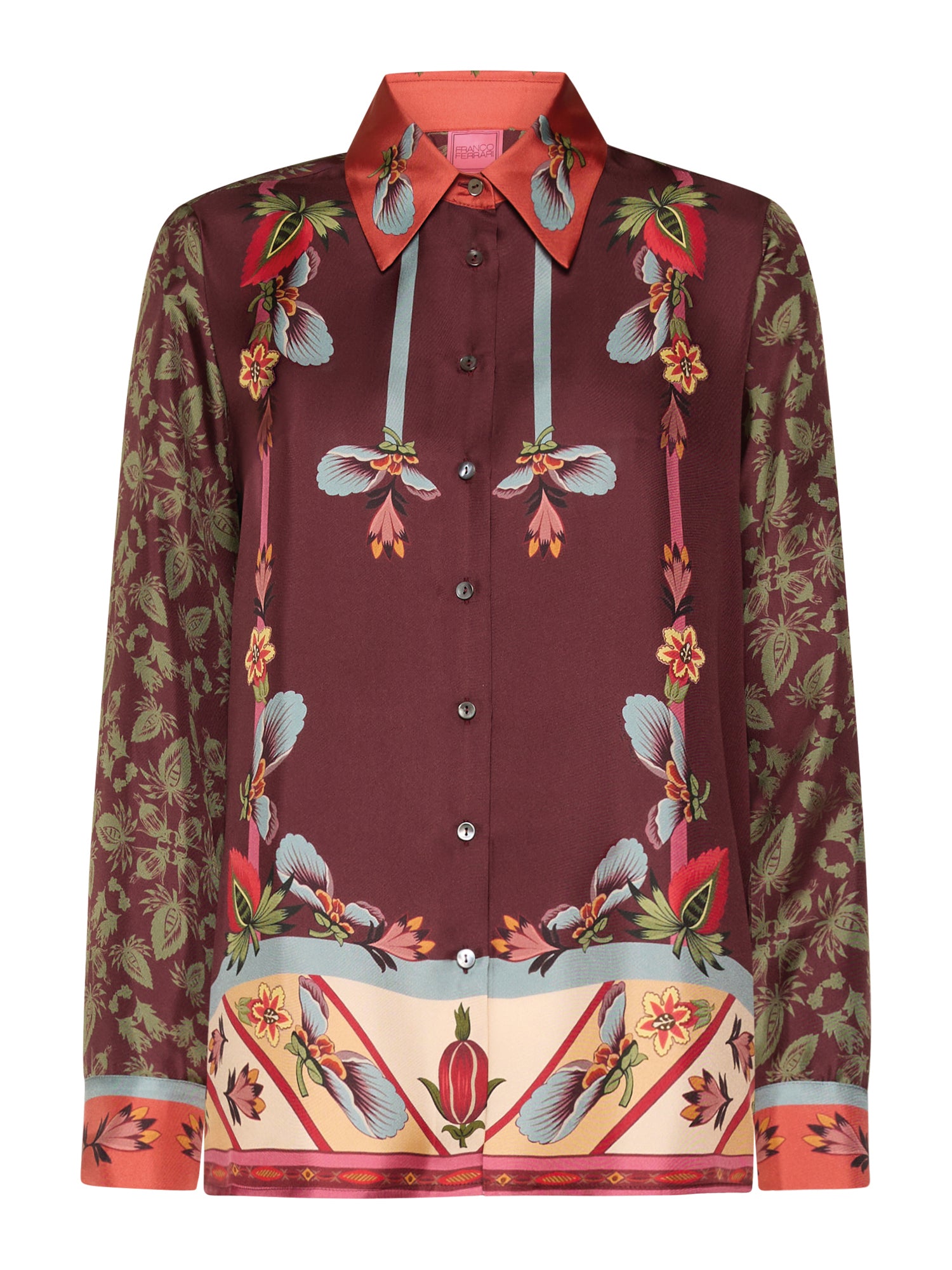 Silk Shirt Stripes & Flowers Print