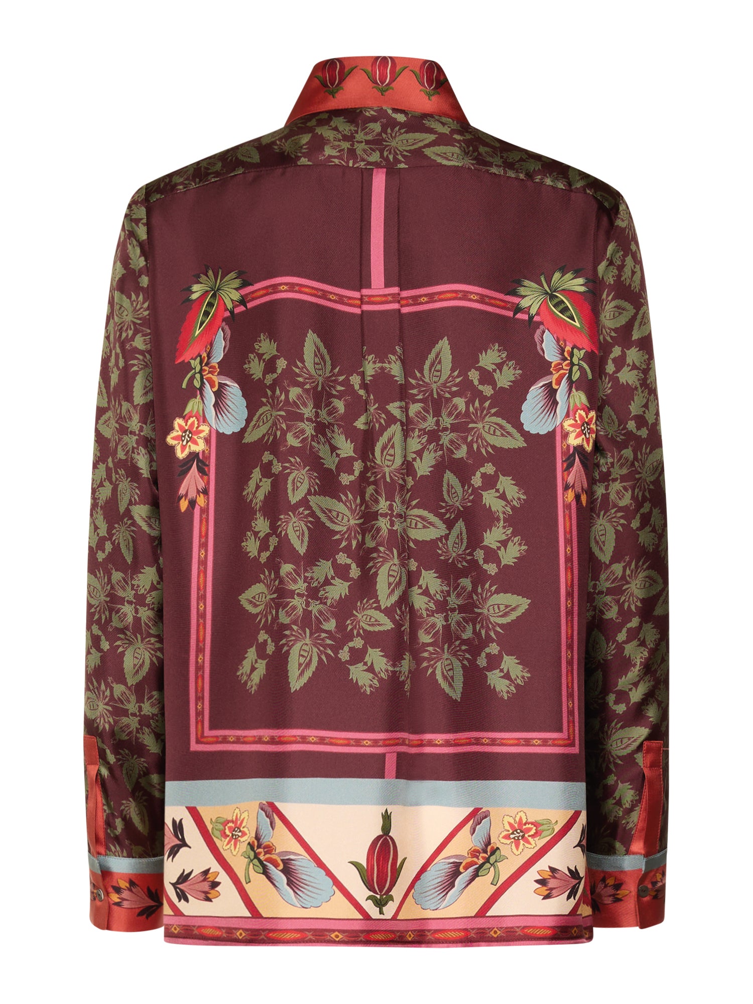 Silk Shirt Stripes & Flowers Print