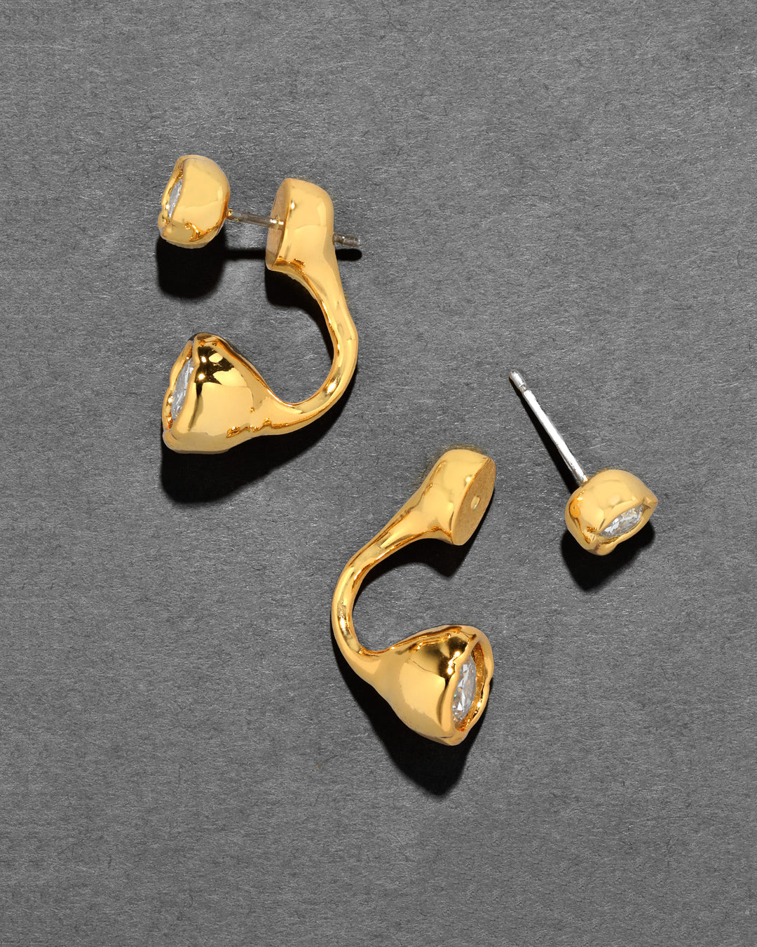 Asterales Gold Molten Front Back Earring