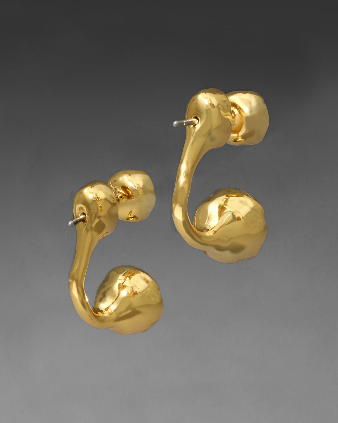 Asterales Gold Molten Front Back Earring
