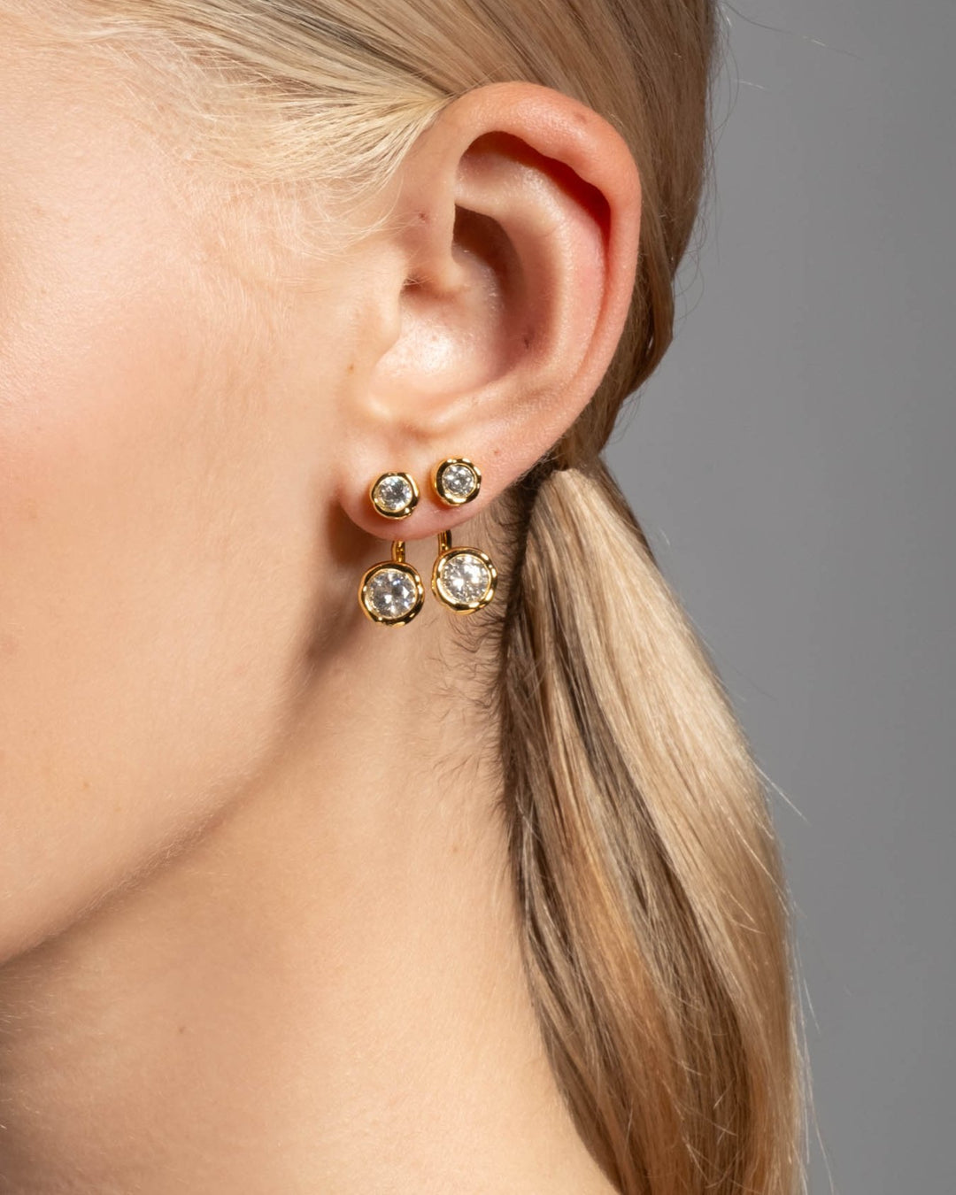 Asterales Gold Molten Front Back Earring