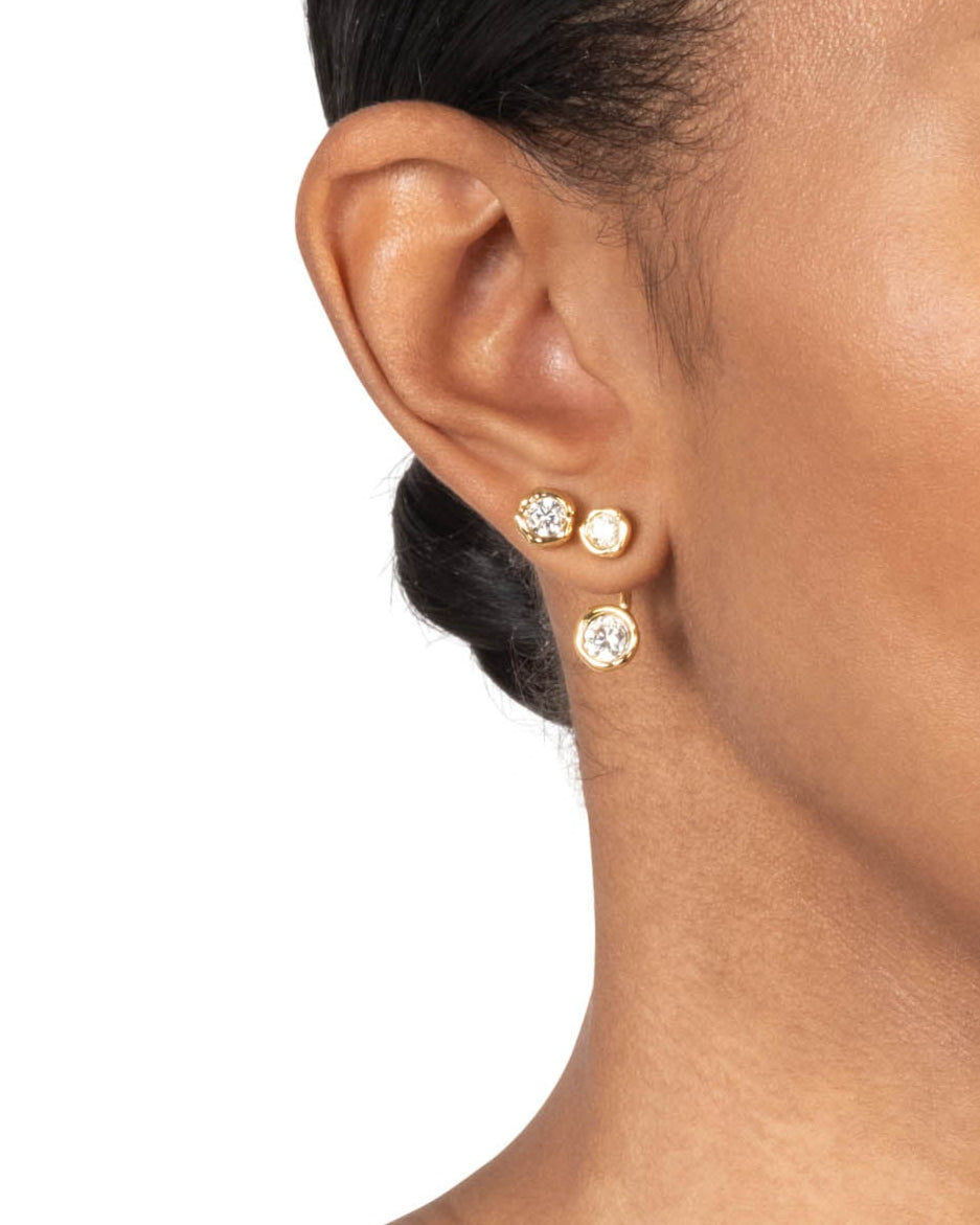 Asterales Gold Molten Front Back Earring
