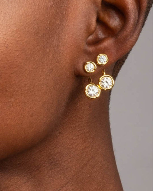 Asterales Gold Molten Front Back Earring