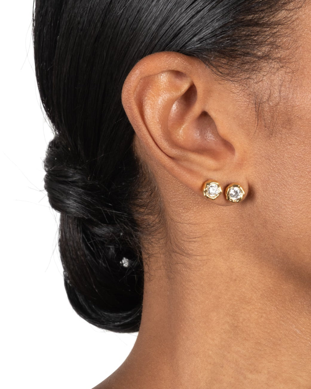 Asterales Molten Bezel Stud Earring- Gold