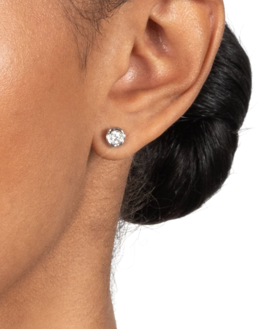 Asterales Molten Bezel Stud Earring- Silver