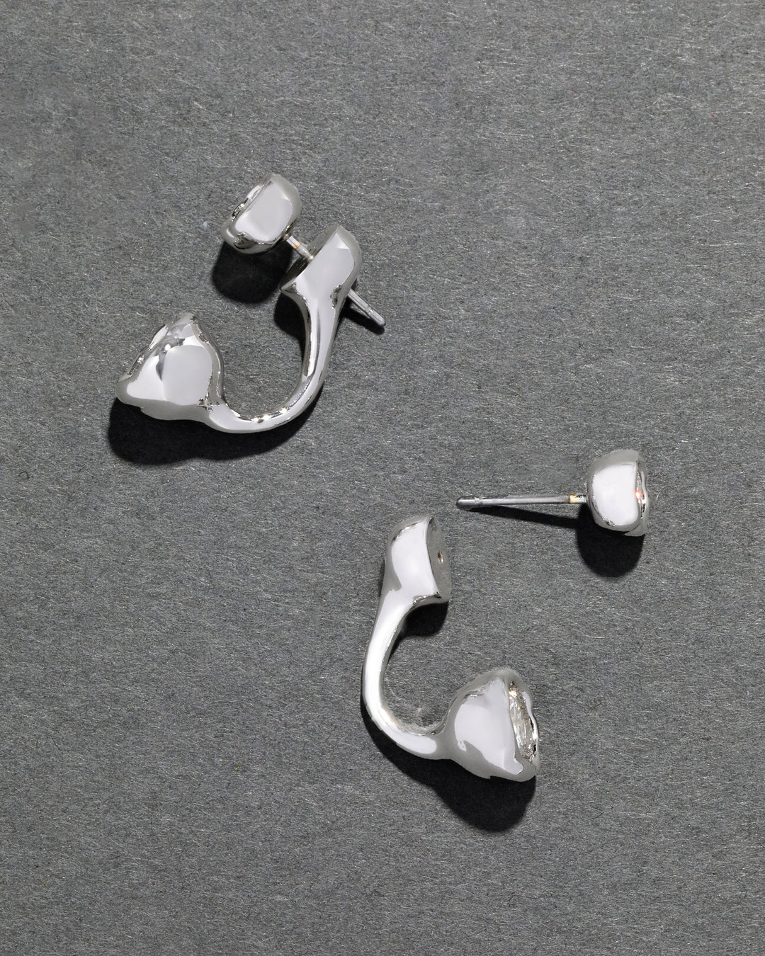 Asterales Silver Molten Front Back Earring
