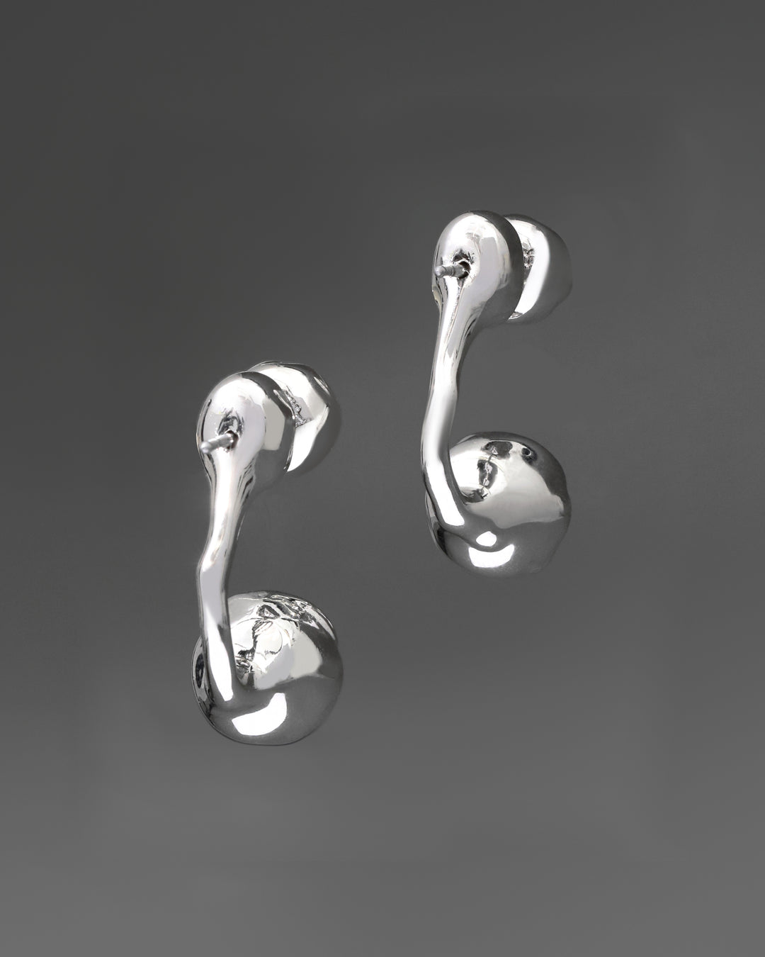 Asterales Silver Molten Front Back Earring