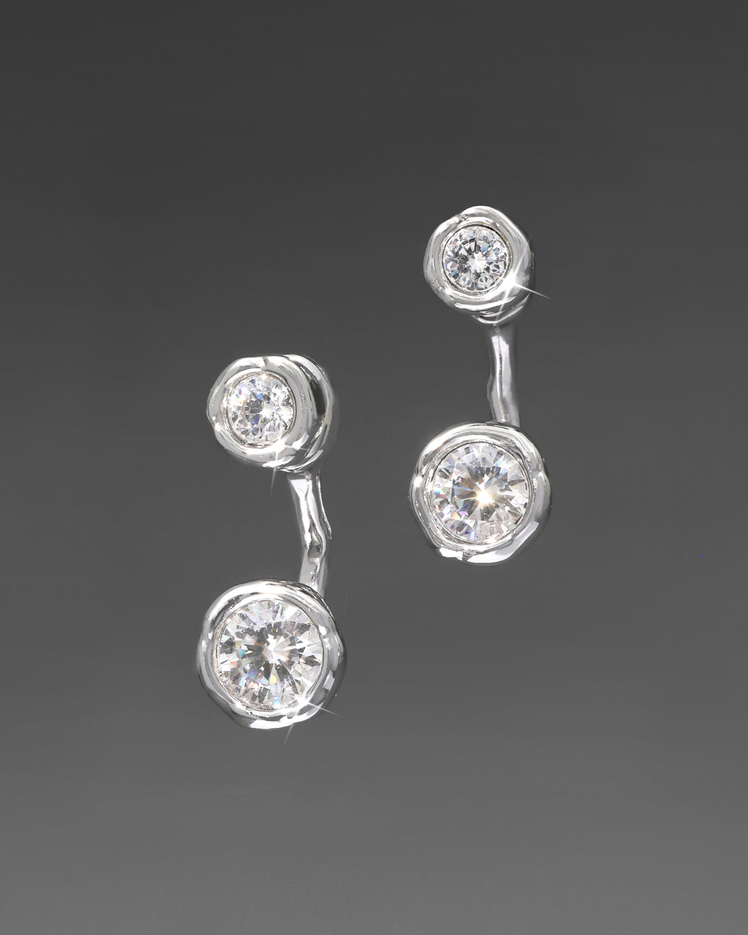 Asterales Silver Molten Front Back Earring