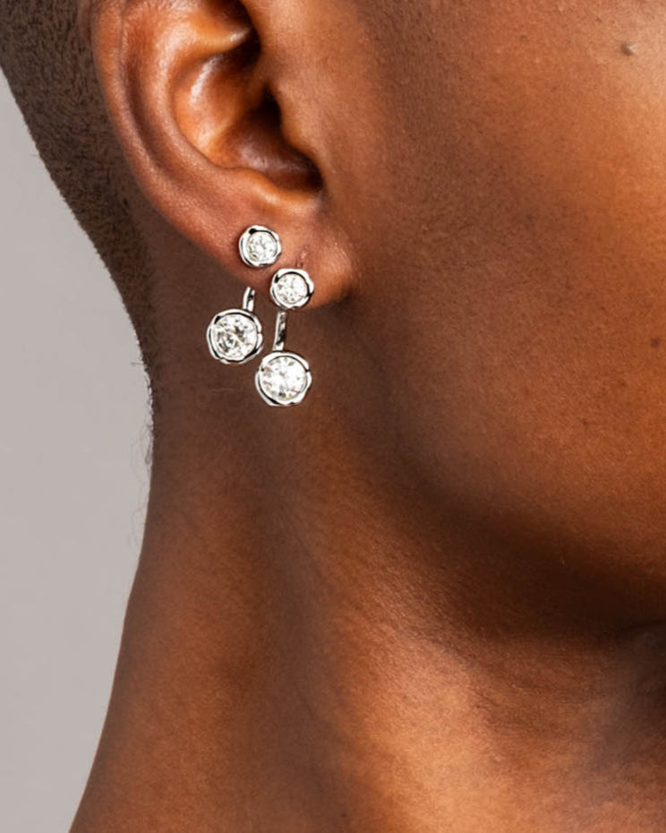 Asterales Silver Molten Front Back Earring