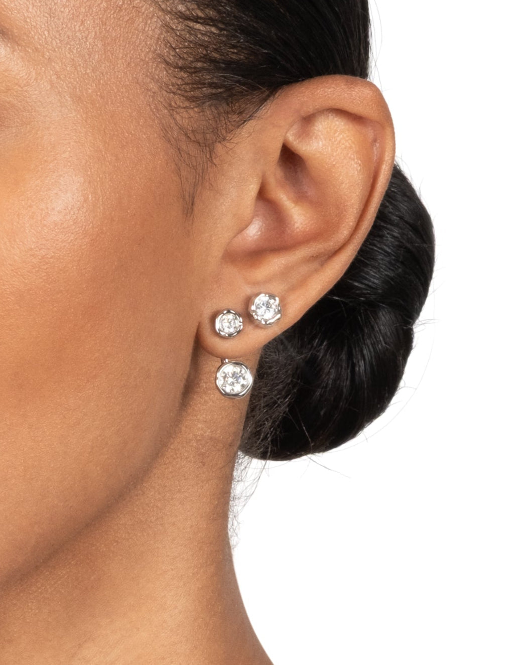 Asterales Silver Molten Front Back Earring