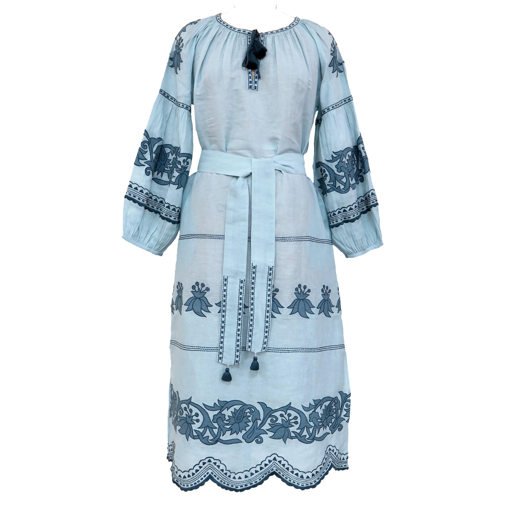 Applique Paisley Veronica Dress Blue Teal