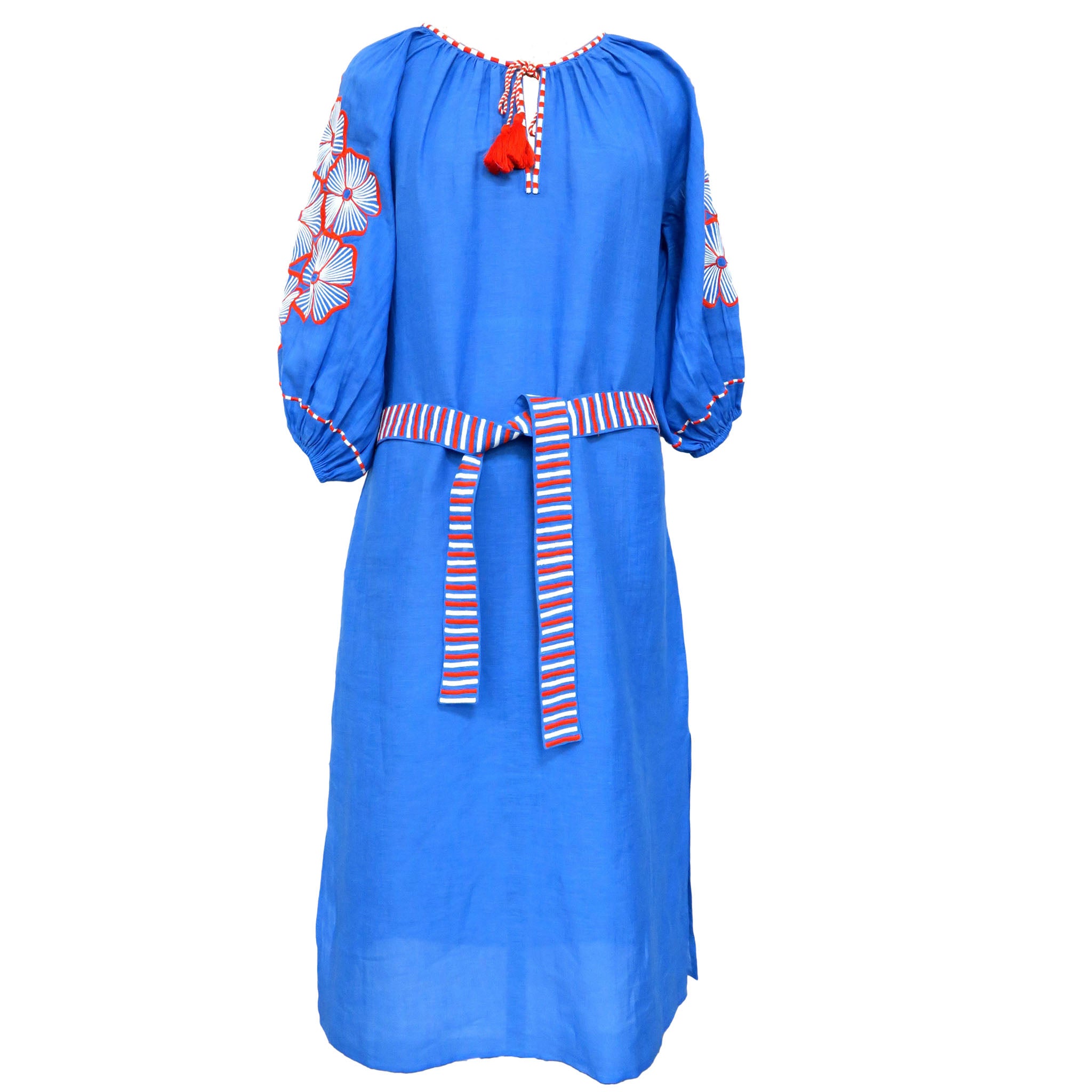 Stripe Flower Veronica Dress Serena Blue Orange