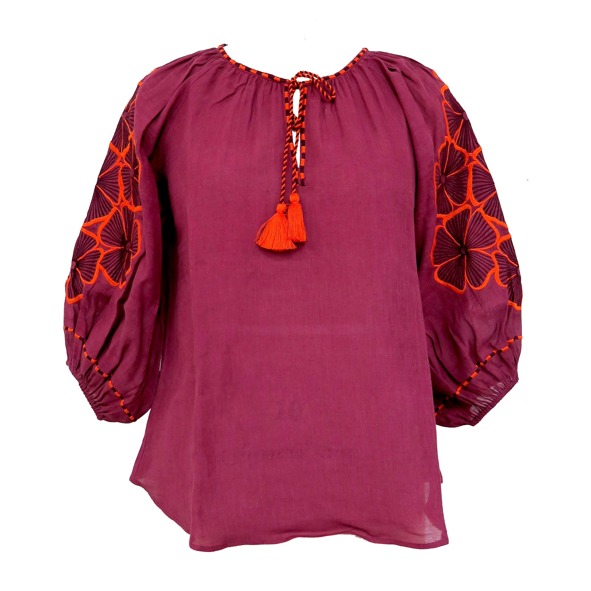 Stripe Flower Top Wine Orange