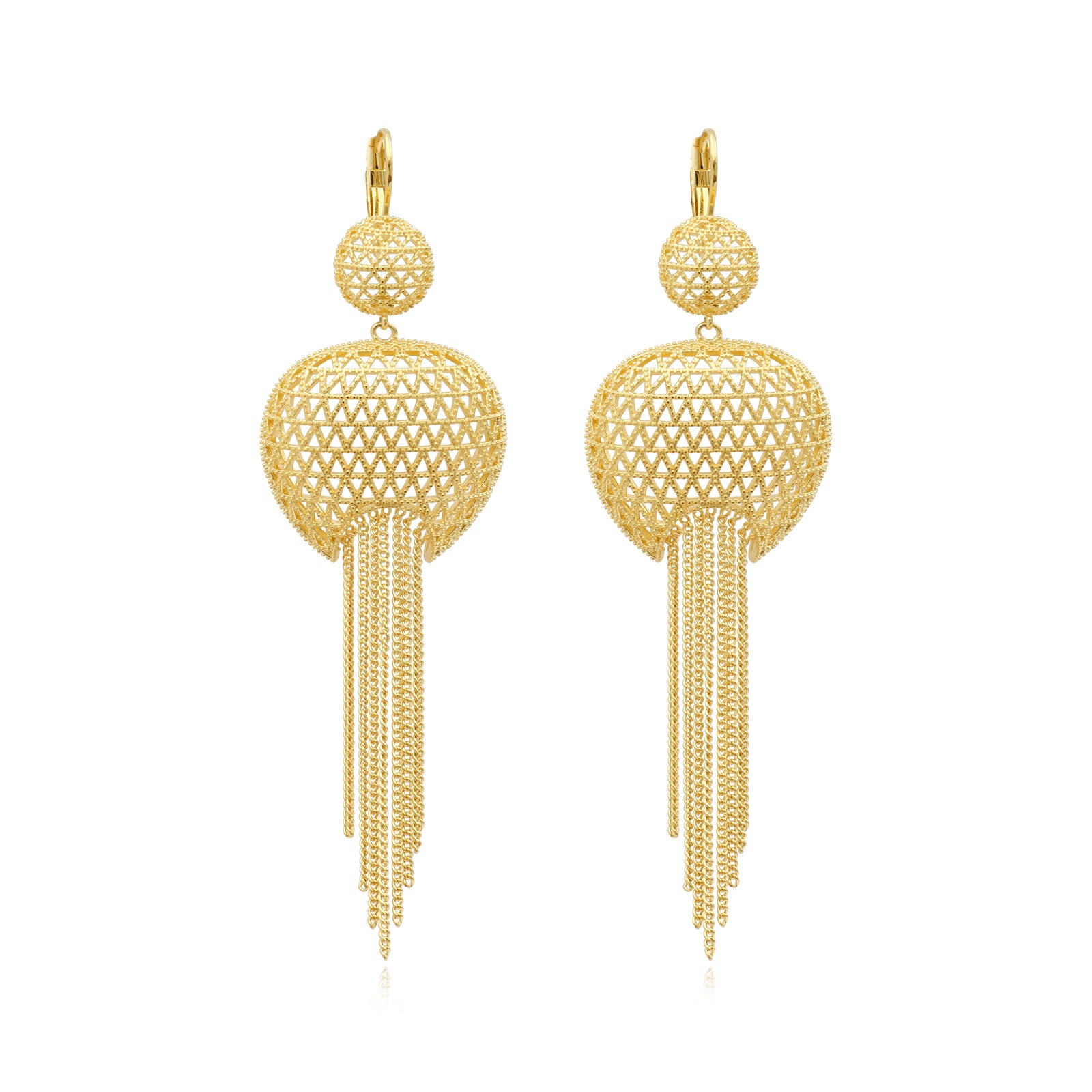 Betty pierced stud earrings in metal and chains