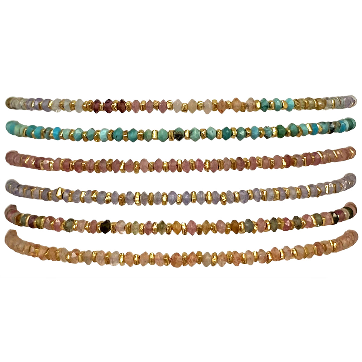 Handmade Violet Women's Bracelet Featuring Gold and Tourmaline Stones