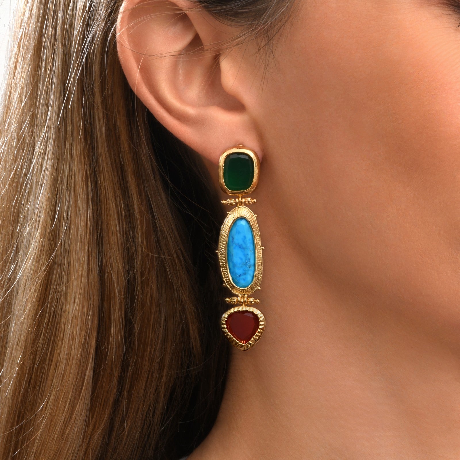 Byzance long clip-on earrings