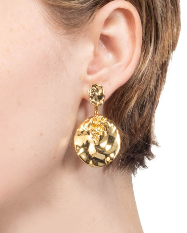 Brut Gold Coin Front Back Earring