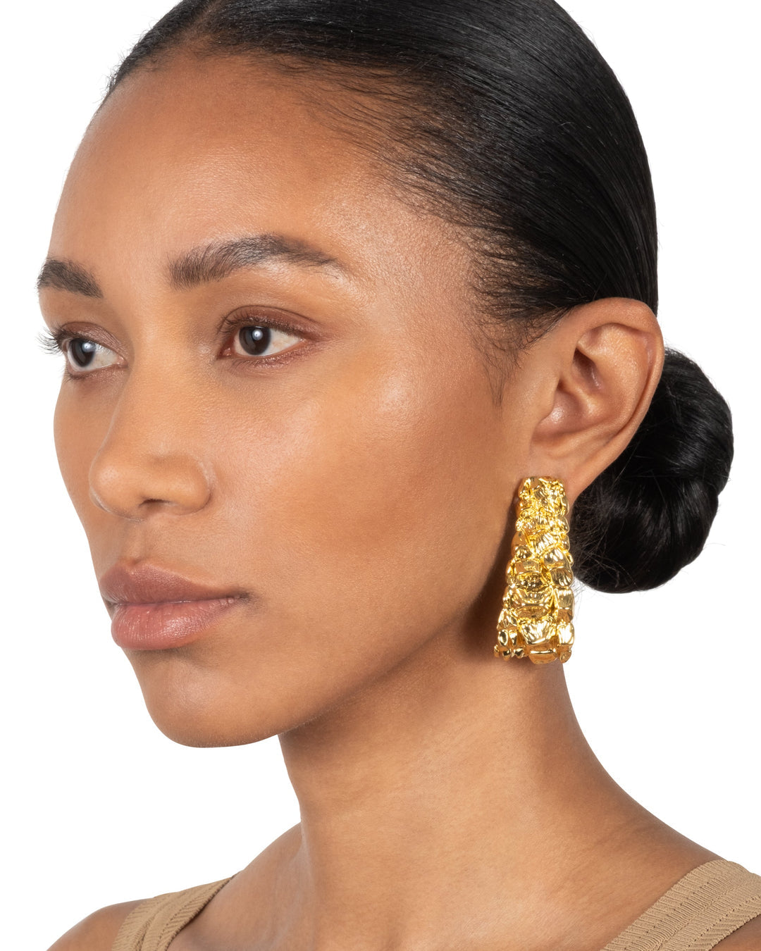 Brut Gold Croco Hoop Earring