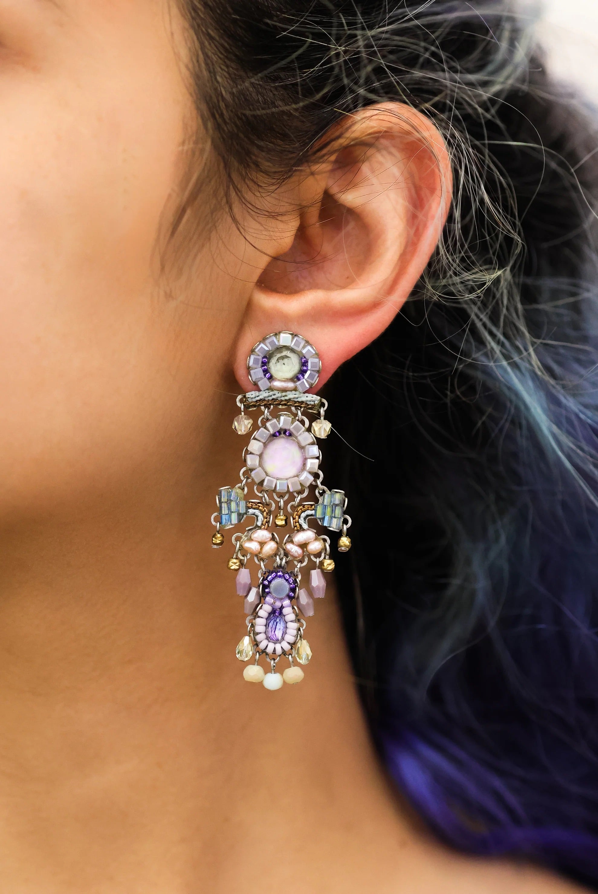 Long Earrings Hyacinth Set, Fog