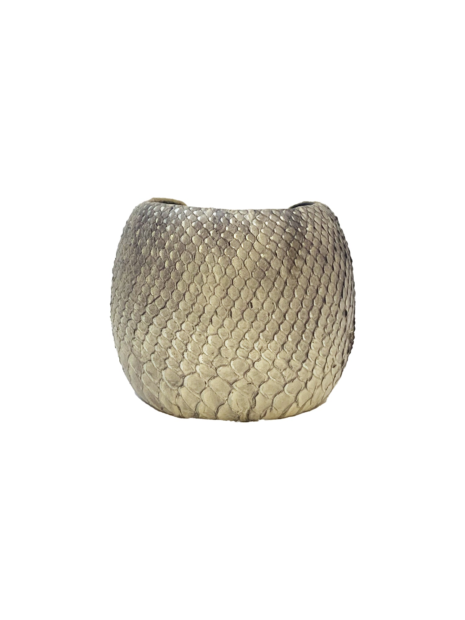 Leather & Wood Bombe Cuff Bracelet - Taupe