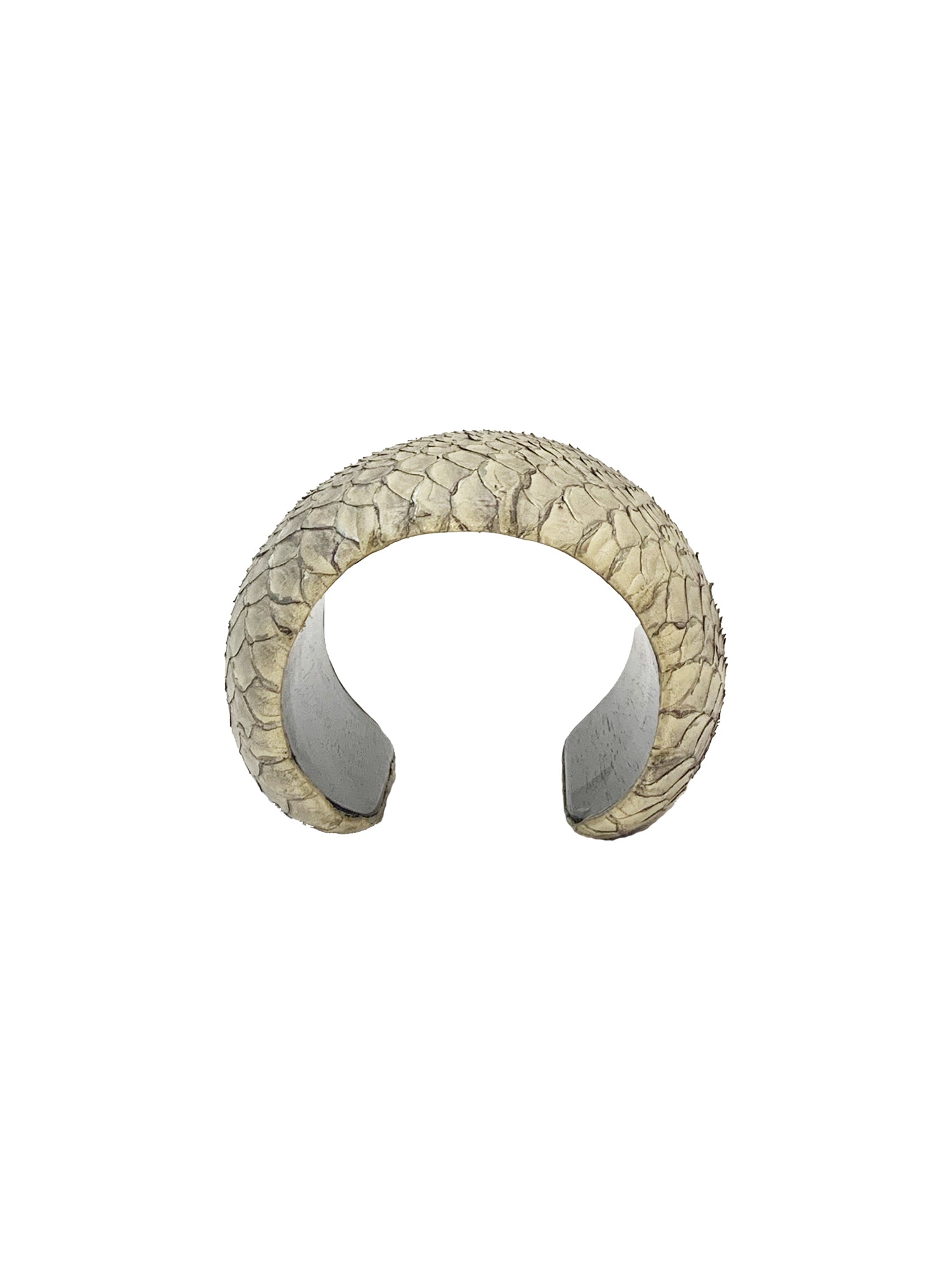 Leather & Wood Bombe Cuff Bracelet - Taupe