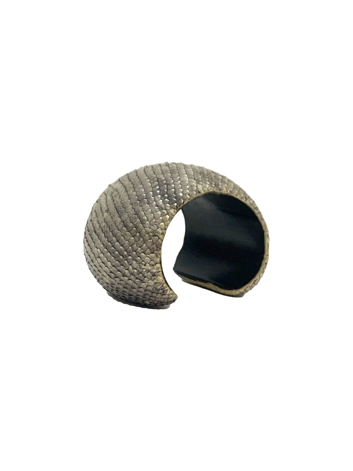 Leather & Wood Bombe Cuff Bracelet - Taupe