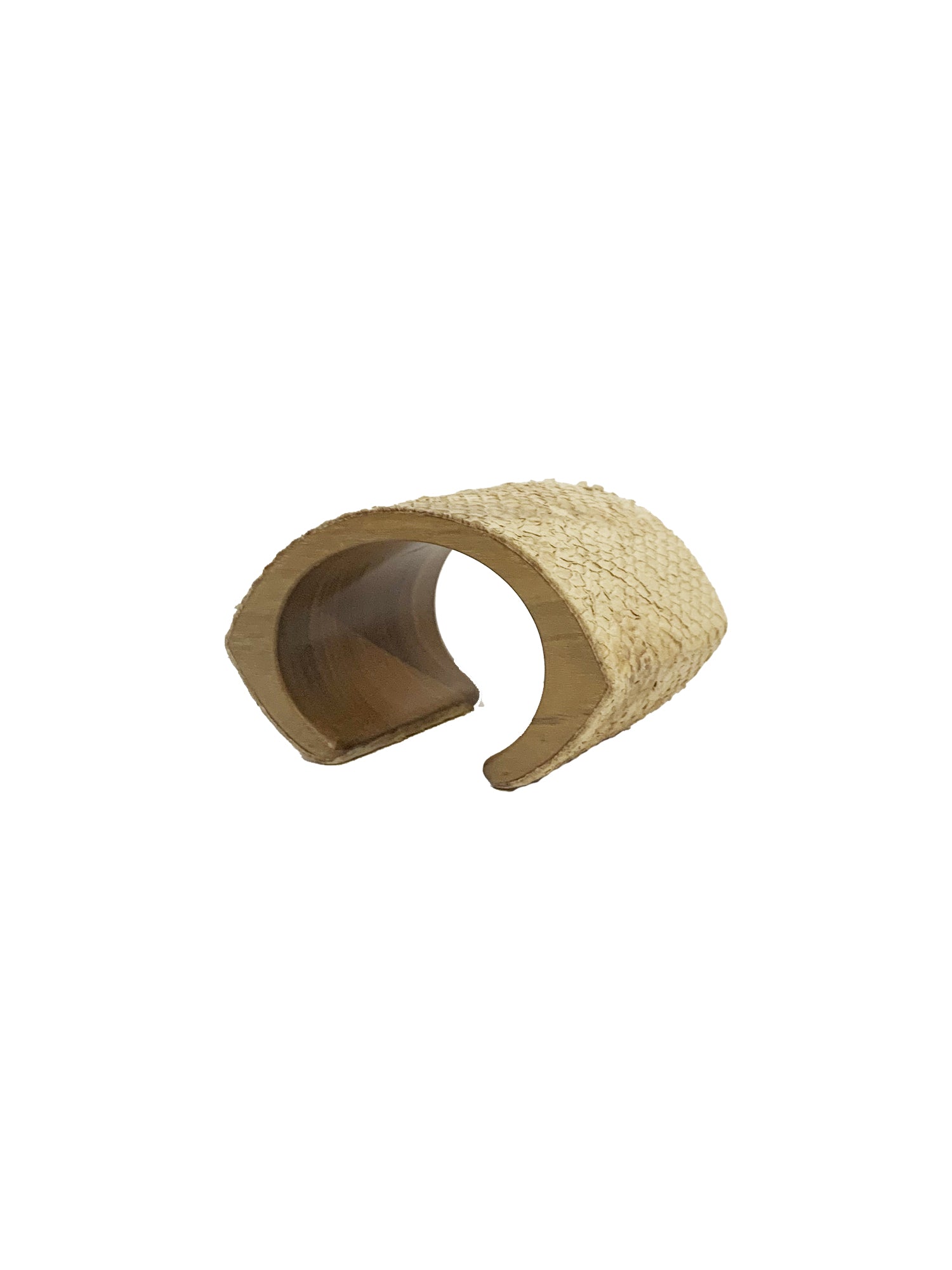 Leather & Wood Wide Cuff Bracelet - Tan