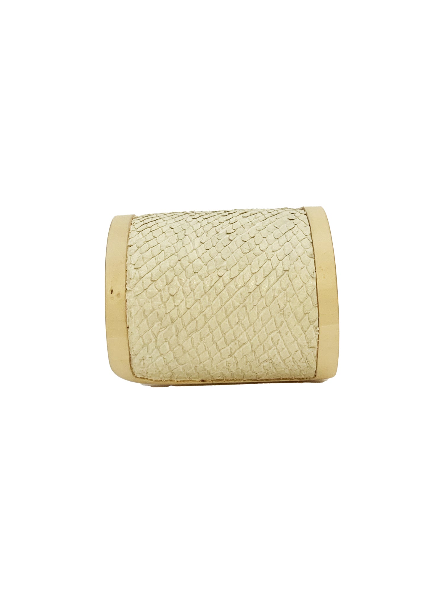 Leather & White Wood Cuff Bracelet - Off-White