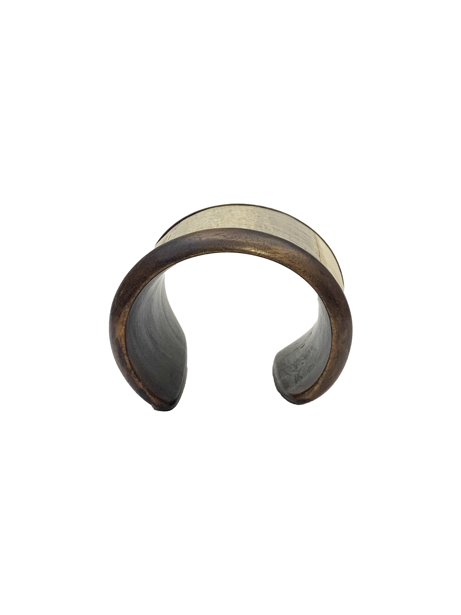 Trio Gold Leather & Wood Cuff Bracelet - Gold