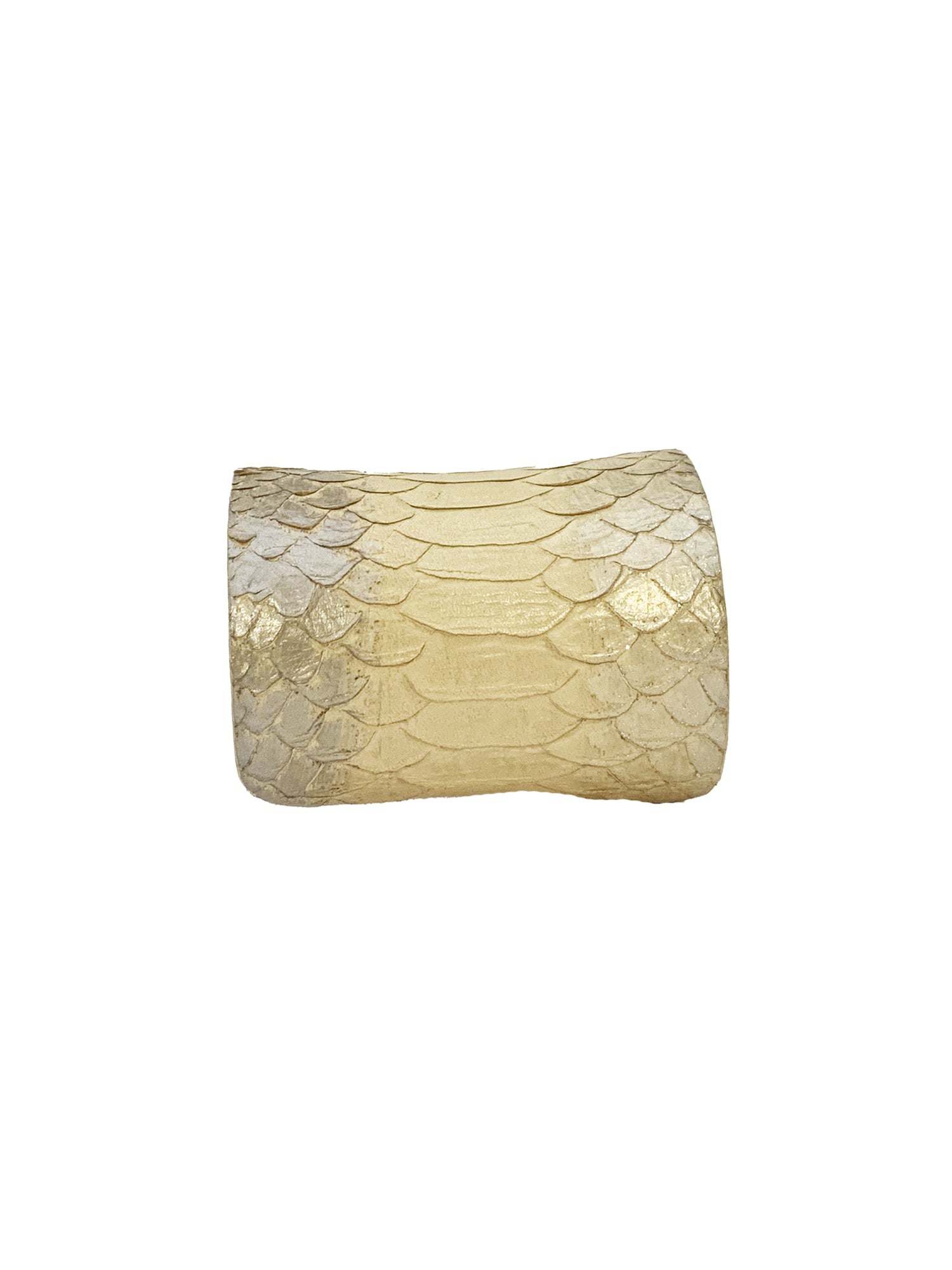 Trio Gold Leather & Sand Wood Cuff Bracelet - Beige