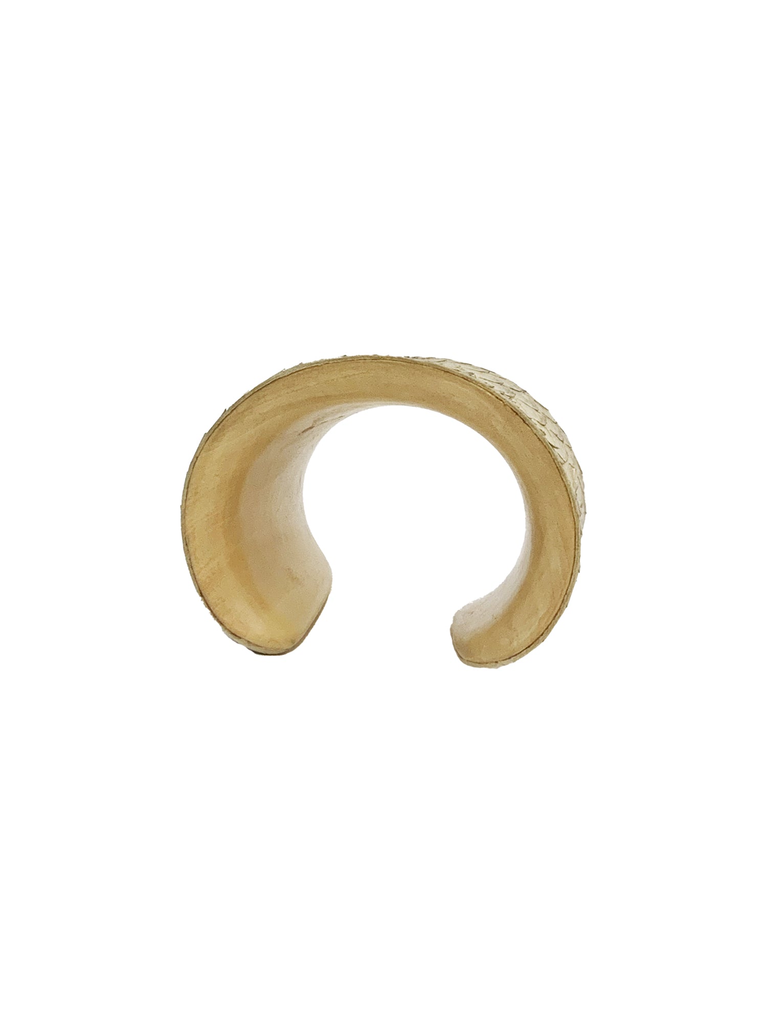 Trio Gold Leather & Sand Wood Cuff Bracelet - Beige