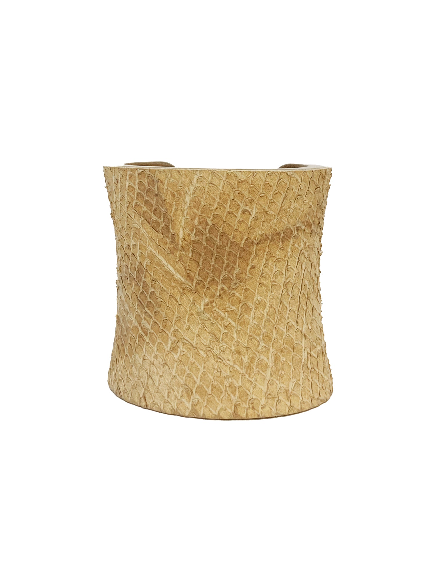 Leather & Blond Wood Cuff Bracelet - Tan