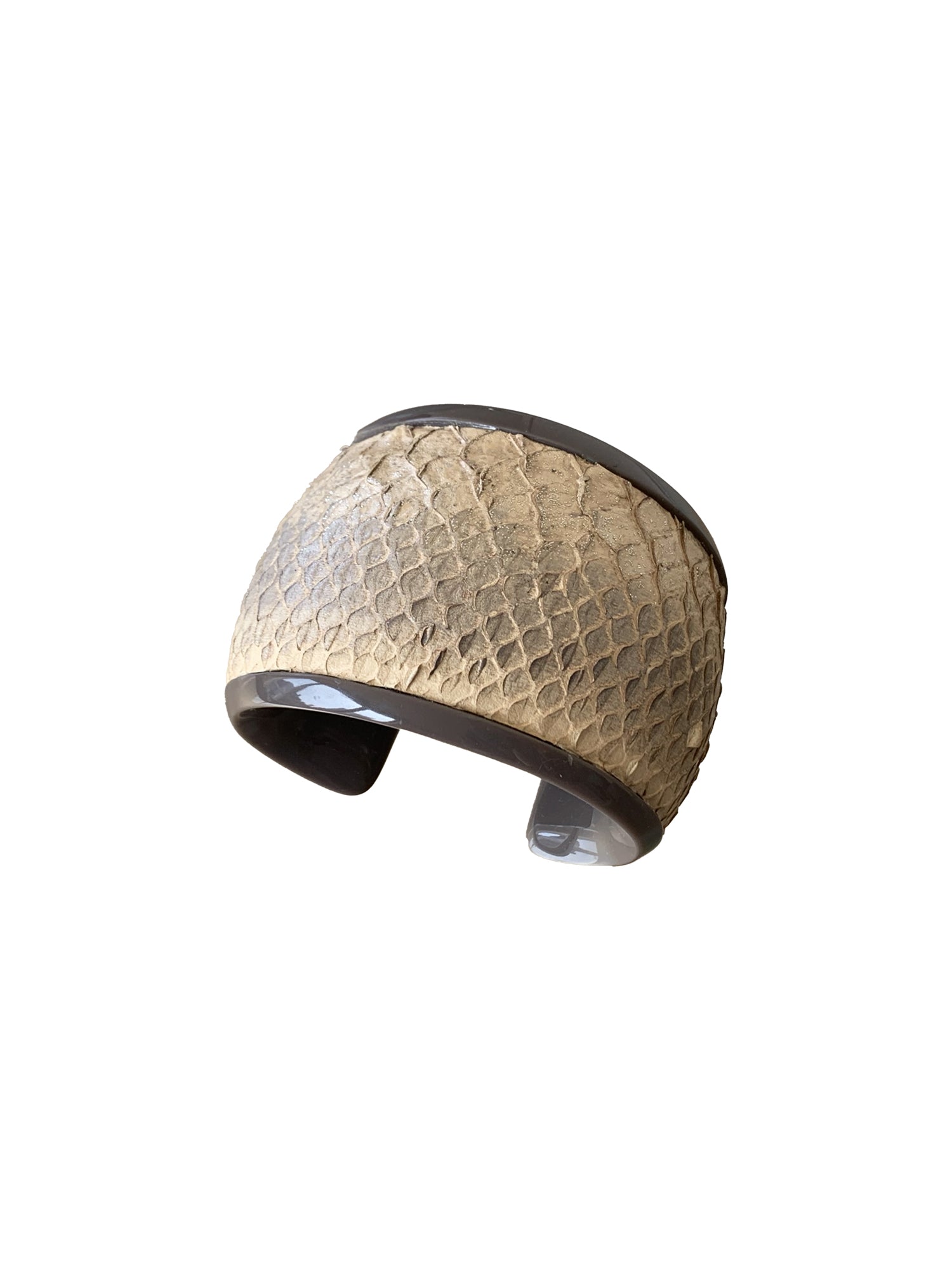 Resin Cuff Bracelet - Grey / Gold